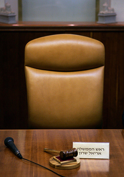 Ariel Sharon in pictures: 2006: The empty chair and gavel of ailing Israeli Prime Minister Ariel Shar