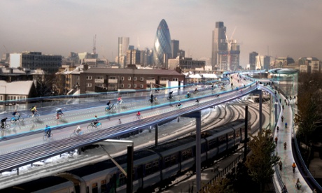 Skyride … How the proposed SkyCycle tracks could look.