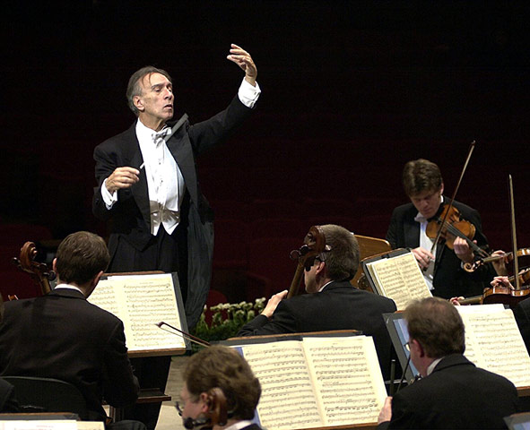 Claudio Abbado: Claudio Abbado conducting the Berlin Philharmonic Orchestra in Rome during 