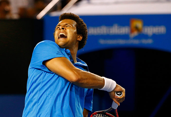 aussie open day 8: Jo-Wilfried Tsonga of France reacts