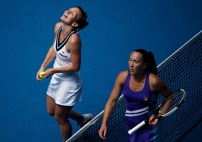 aussie open day 8: Simona Halep of Romania celebrates
