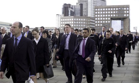 Workers cross London Bridge