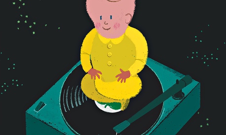 Robin Hursthouse illustration of a baby on a record on a turntable