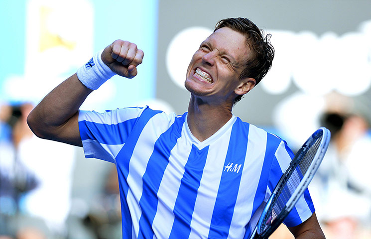 aussie open day 9: Tomas Berdych celebrates
