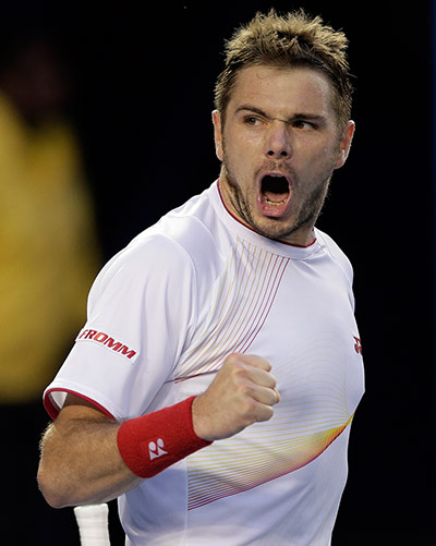 aussie open day 9: Stanislas Wawrinka celebrates