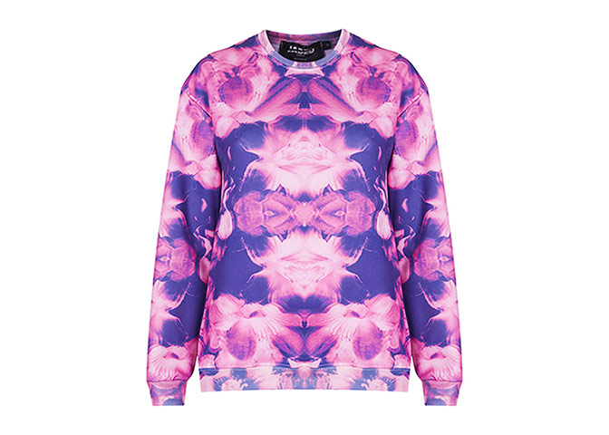 Prints: Printed clothes - pink floral sublimation print sweat by Jaded London