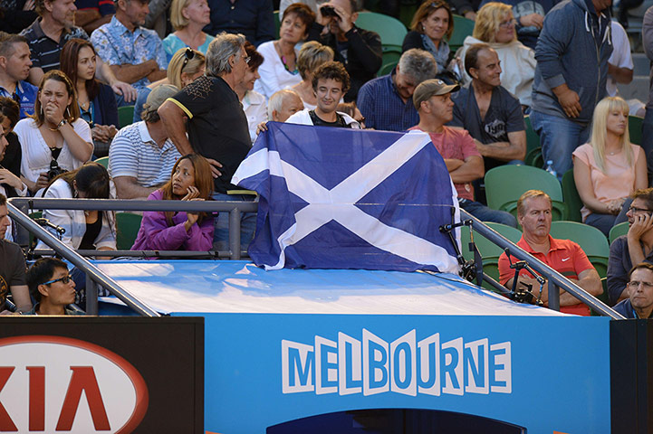 Murray v Federer: Supporters wave The Saltire for Britain'