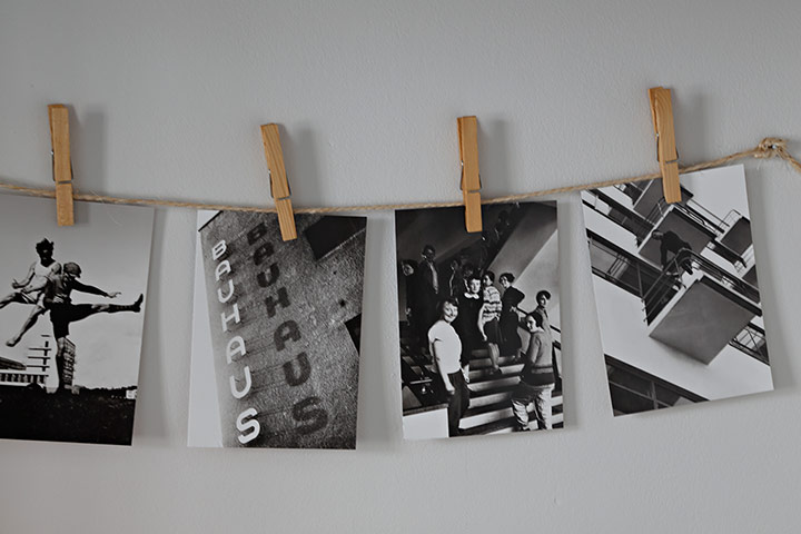 Homes - Petra Tyler: postcards hanging up on line with clothes-pegs