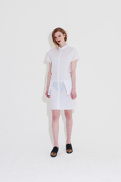 All Ages: white shirt dress gold tipped brogues