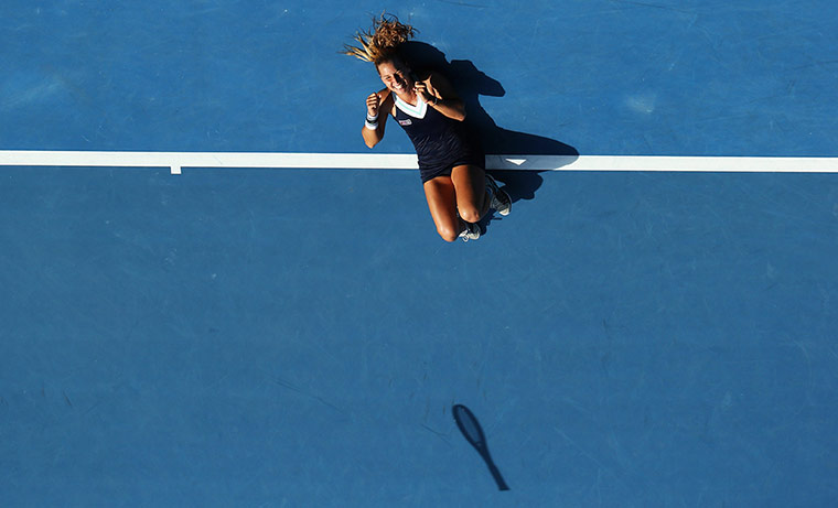 aussie open day 11: Dominika Cibulkova celebrates