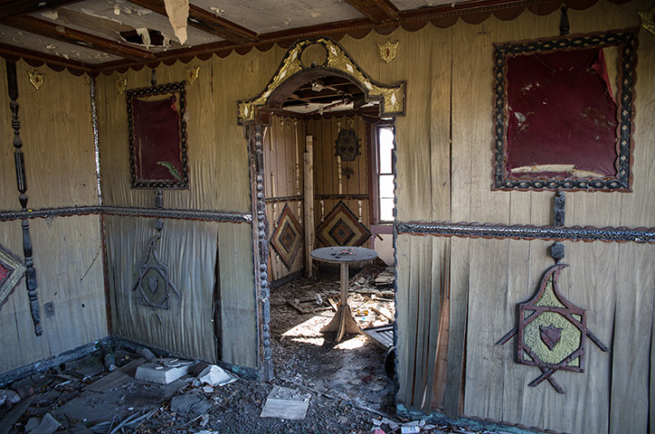 Rebuilding New Orleans: Water damaged walls inside a house