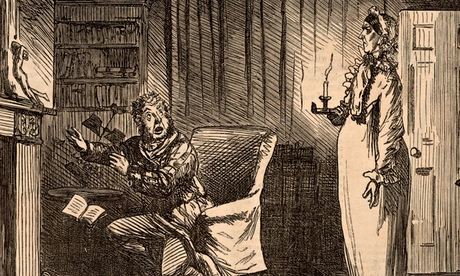 John Leech's 1861 cartoon for Punch of a man reading Woman in White