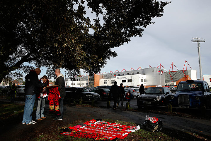 Bournemouth v Liverpool: Fans looking for souvenirs outside the Goldsands Stadium