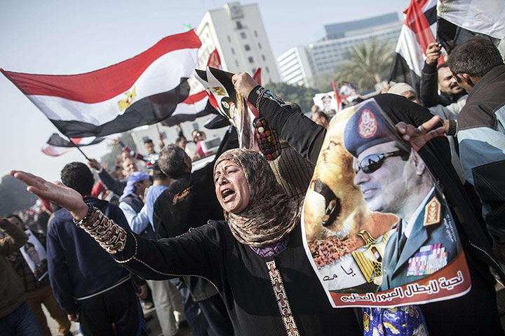 Cairo protest: An Egyptian supporter of the military-in