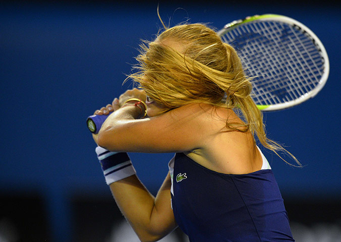 women's final: Dominika Cibulkova plays a shot 