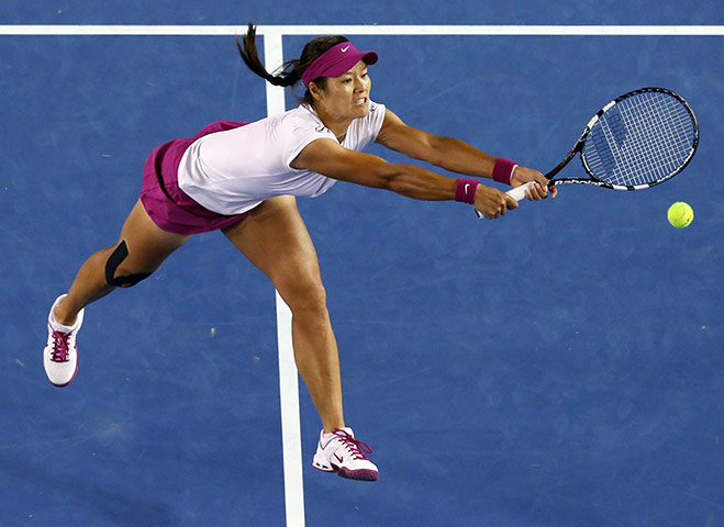 women's final: Li Na of China reaches for a shot