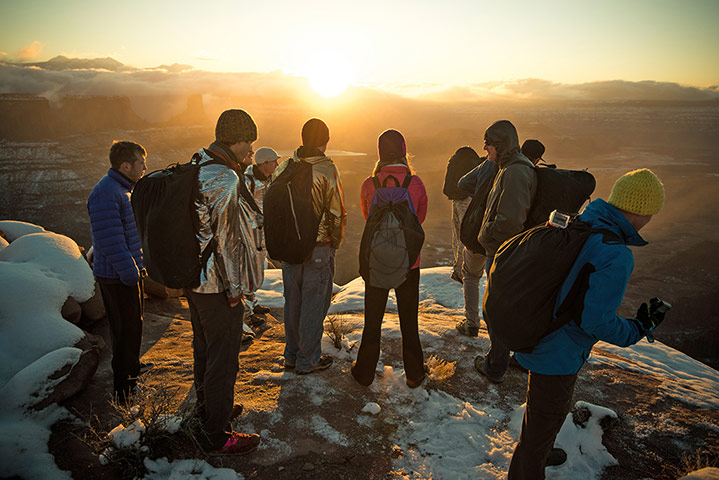 BASE jumping in Utah: The group take in the spectacular views before preparing to jump