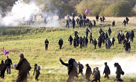 Protesters clash with police at an asylum centre near Copenhagen in 2008.