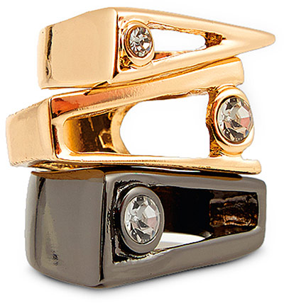 Rings: : Angular diamante stack