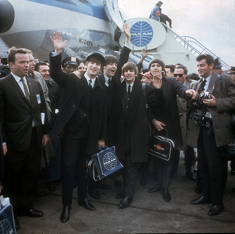 Beatles in America: The Beatles arrive at New York's Kennedy Airport 7 February 1964