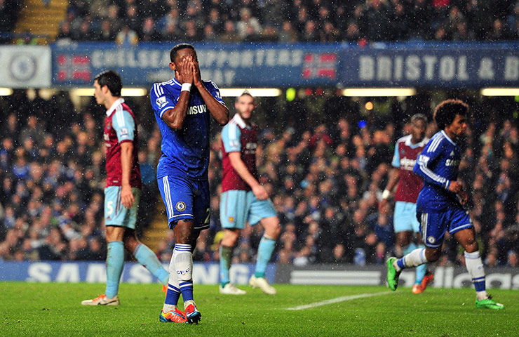 wednesday's matches: Chelsea's striker Samuel Eto'o reacts to a miss