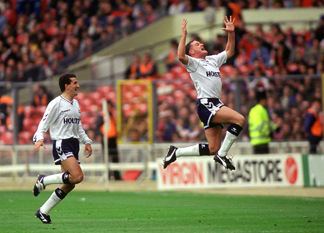arsenal v spurs: Gazza celebrates
