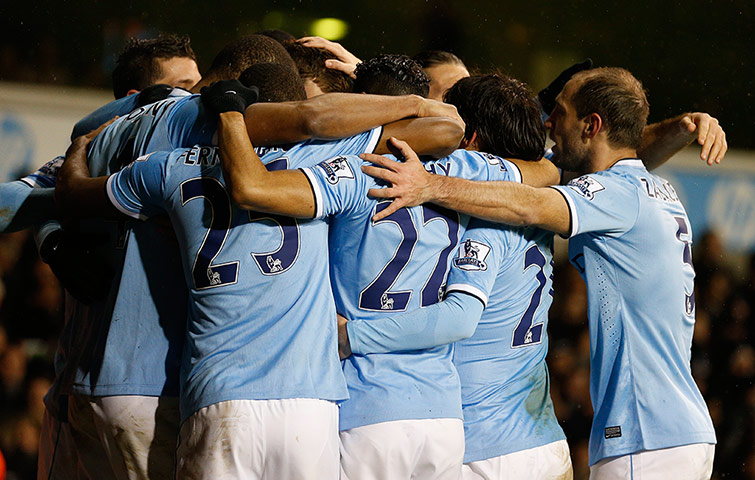 Spurs v Man City: Manchester City players celebrate