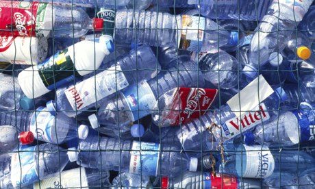 Discarded plastic water bottles