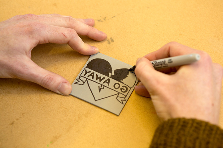 Lino cutting card: Nick Morley linocut card how to for Do Something