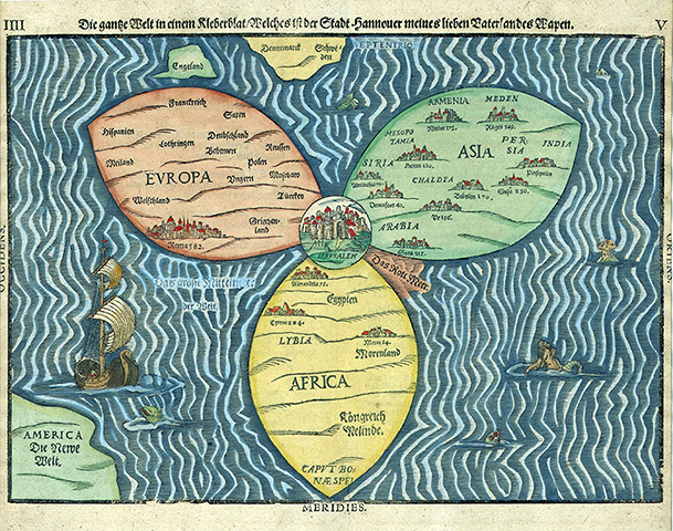 Maps: Christian medieval map where Jerusalem is shown as the centre of the world 