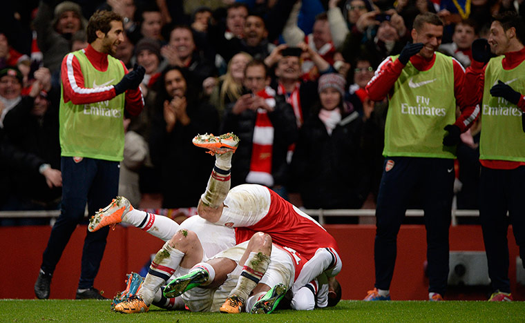 Arsenal versus Spurs: Arsenal players celebrate