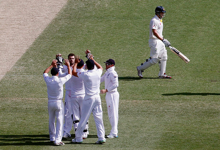 test day 3: England's James Anderson celebrates 