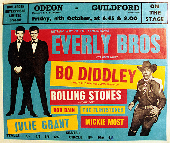 Phil Everly: UK tour poster from 1963 shows the Everly Brothers supported by Bo Diddley 
