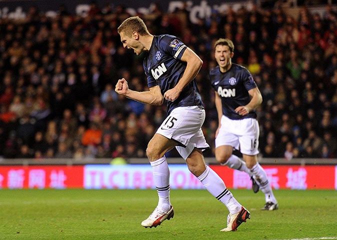 Sunderland versus Utd: Vidic celebrates