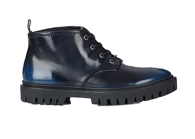 Mens shoes: Men's shoes - navy gradient boot with chunky black sole by Opening Ceremony