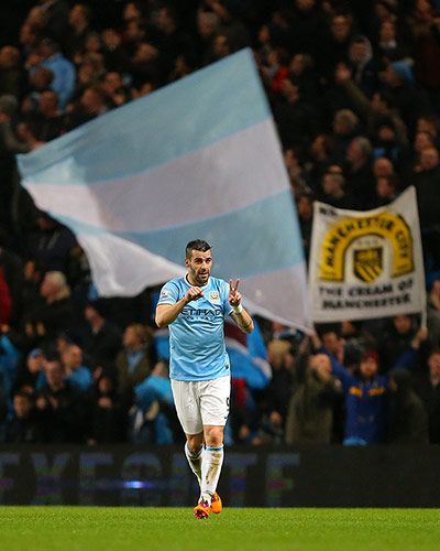 Man City v West Ham Utd: Alvaro Negredo celebrates
