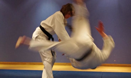 Tammy Parlour throwing an opponent in hapkido