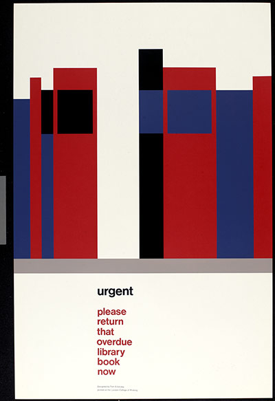 Tom Eckersley: Tom Eckersley Overdue library book poster