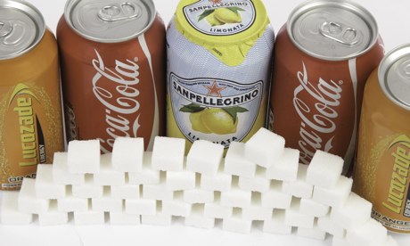 cans of drins and sugar cubes
