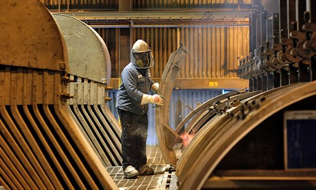A worker at an Alcoa aluminium plant in the US