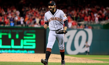 San Francisco Giants set-up Sergio Romo man always looks good in his orange and black threads.