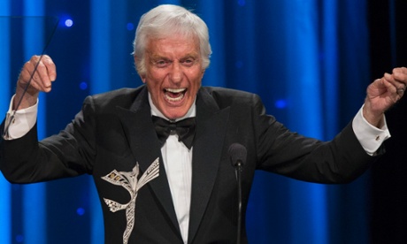 Dick Van Dyke dances while accepting the Prince Rainier III Award at the 2014 Princess Grace Awards gala at the Beverly Wilshire hotel in Beverly Hills on 8 October
