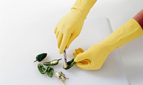 handling chillies with gloves on