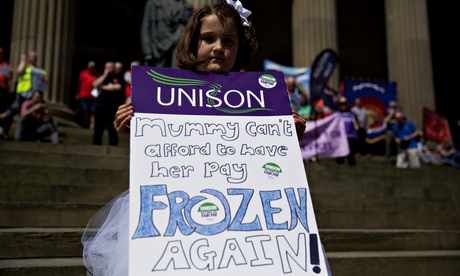Girl at TUC public sector pay protest outside St George's Hall Liverpool