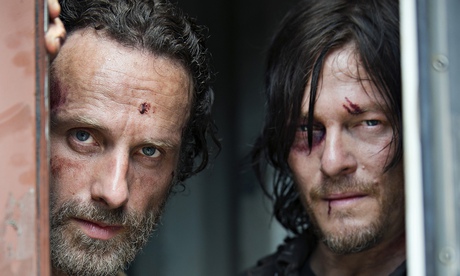 Andrew Lincoln as Rick and Norman Reedus as Daryl in The Walking Dead. Photograph: Gene Page/AMC