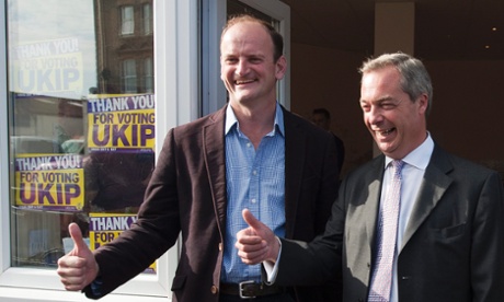 Douglas Carswell, the newly elected UKIP MP for Clacton with Nigel Farage, the Leader of the party