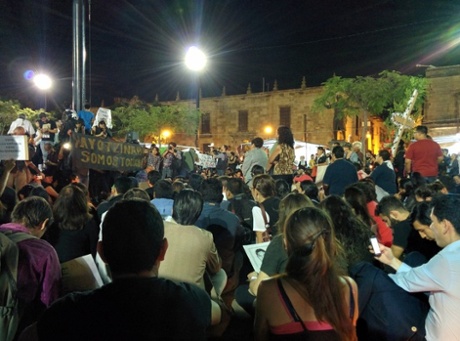 Protest reach Plaza de la Liberacion in Guadalajara