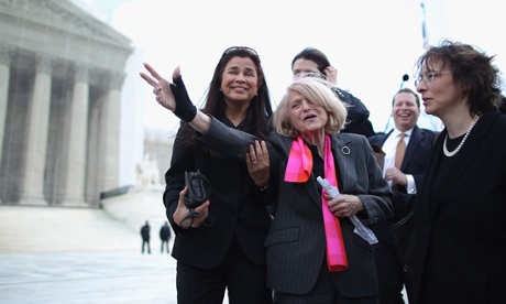 Edith Windsor outside supreme court