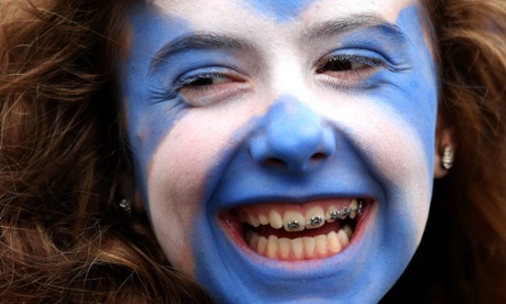 A Yes supporter at a rally in George Square in Glasgow, during the recent independence referendum.