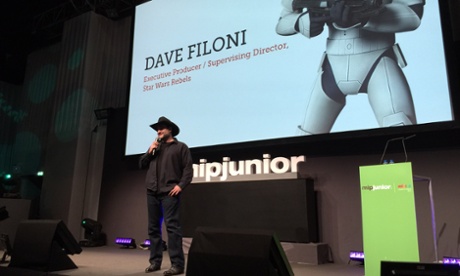 Star Wars Rebels showrunner Dave Filoni speaking at MIPJunior.